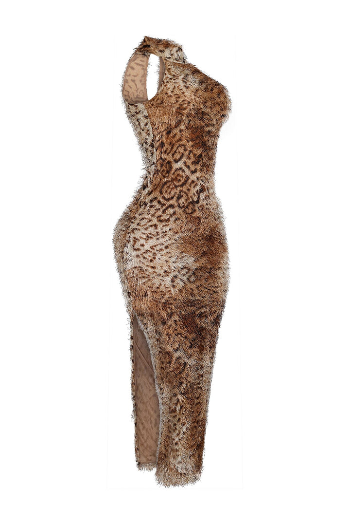Lucille Animal Print Shaggy Maxi Dress