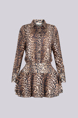 Leo Ruffle Button Mini Dress
