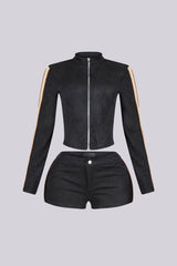 Blockline Suede Jacket &amp; Shorts SET