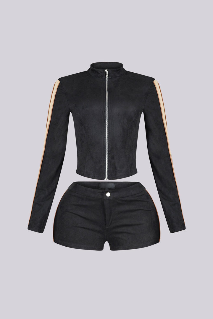 Blockline Suede Jacket &amp; Shorts SET