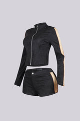 Blockline Suede Jacket &amp; Shorts SET