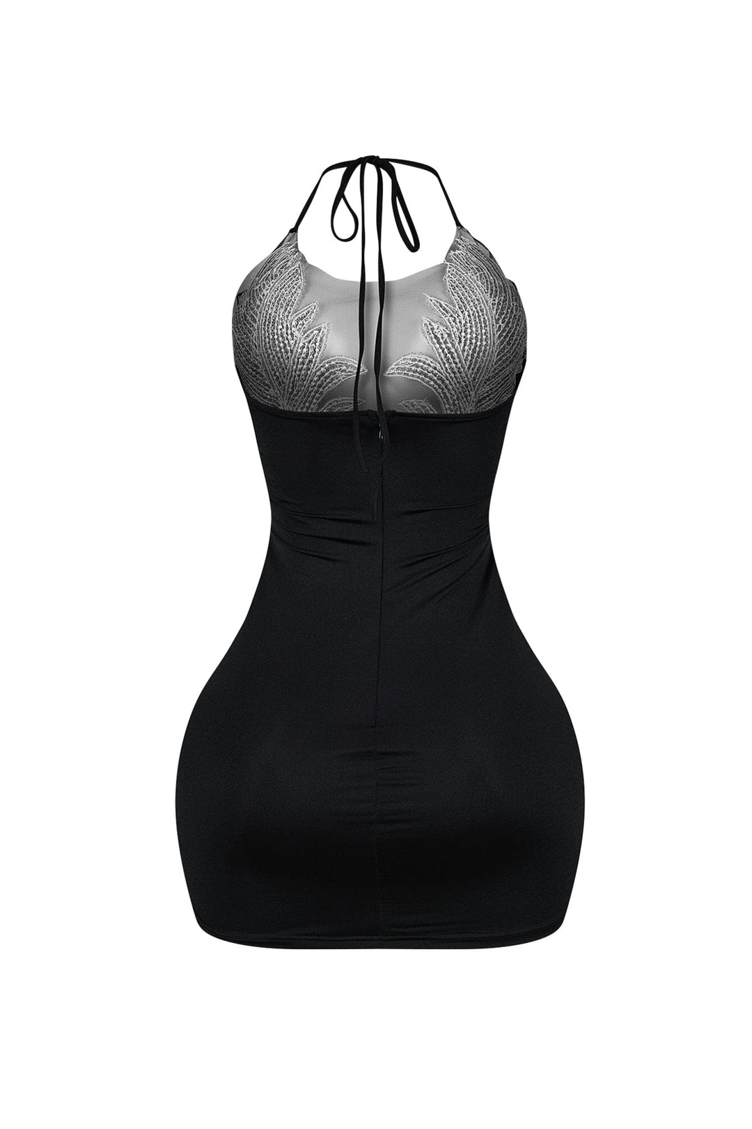 Bratty Rhinestone Mesh Contrast Mini Dress