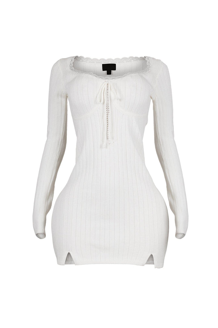 Analia Scoop Lace Sweater Mini Dress