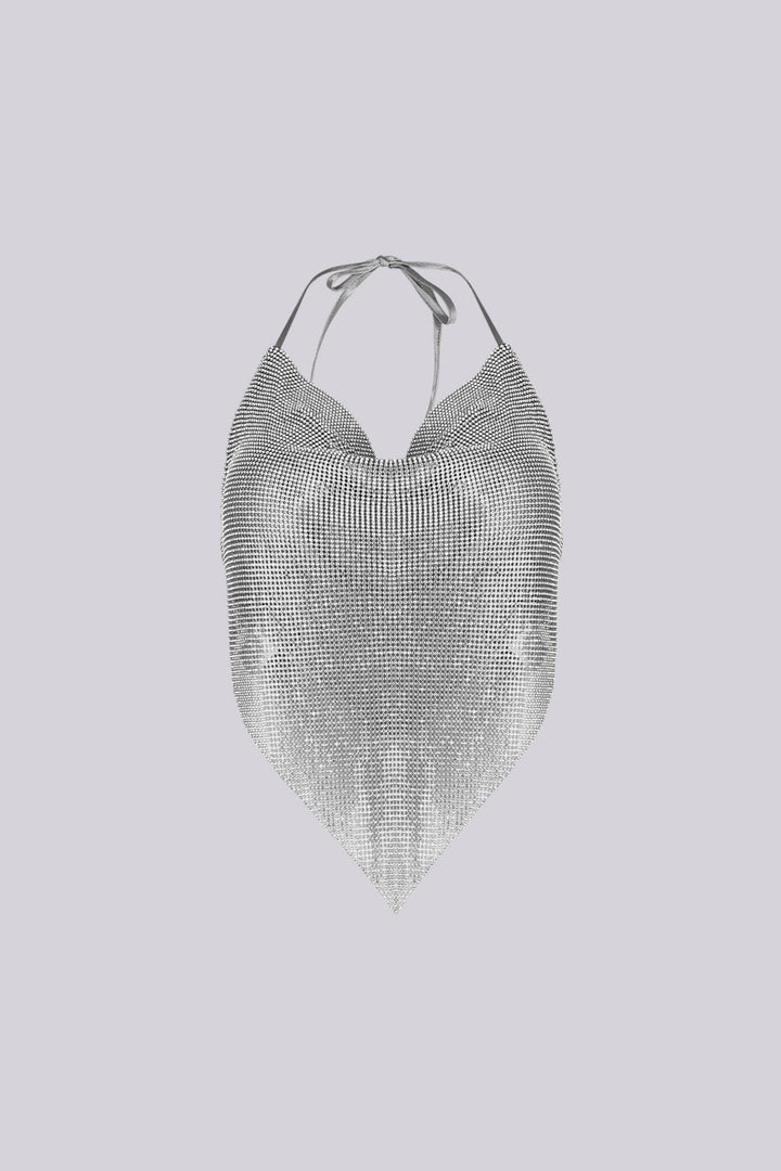 Hyperglow Metal Mesh Rhinestone Top