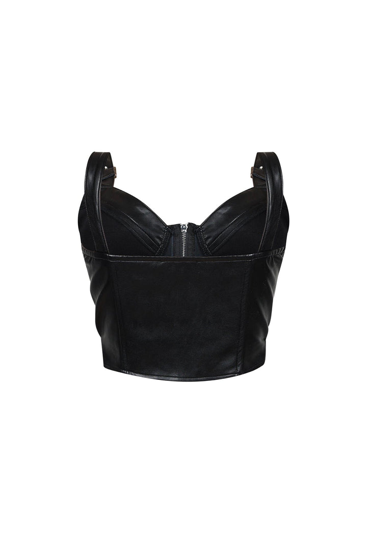 Dani Faux Leather Buckle Bustier