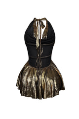 Lilybeth Foil Flare Mini Dress