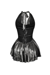 Lilybeth Foil Flare Mini Dress