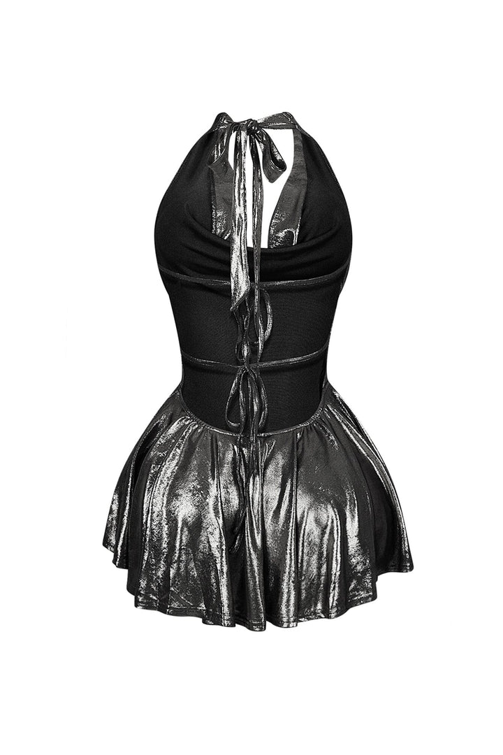 Lilybeth Foil Flare Mini Dress