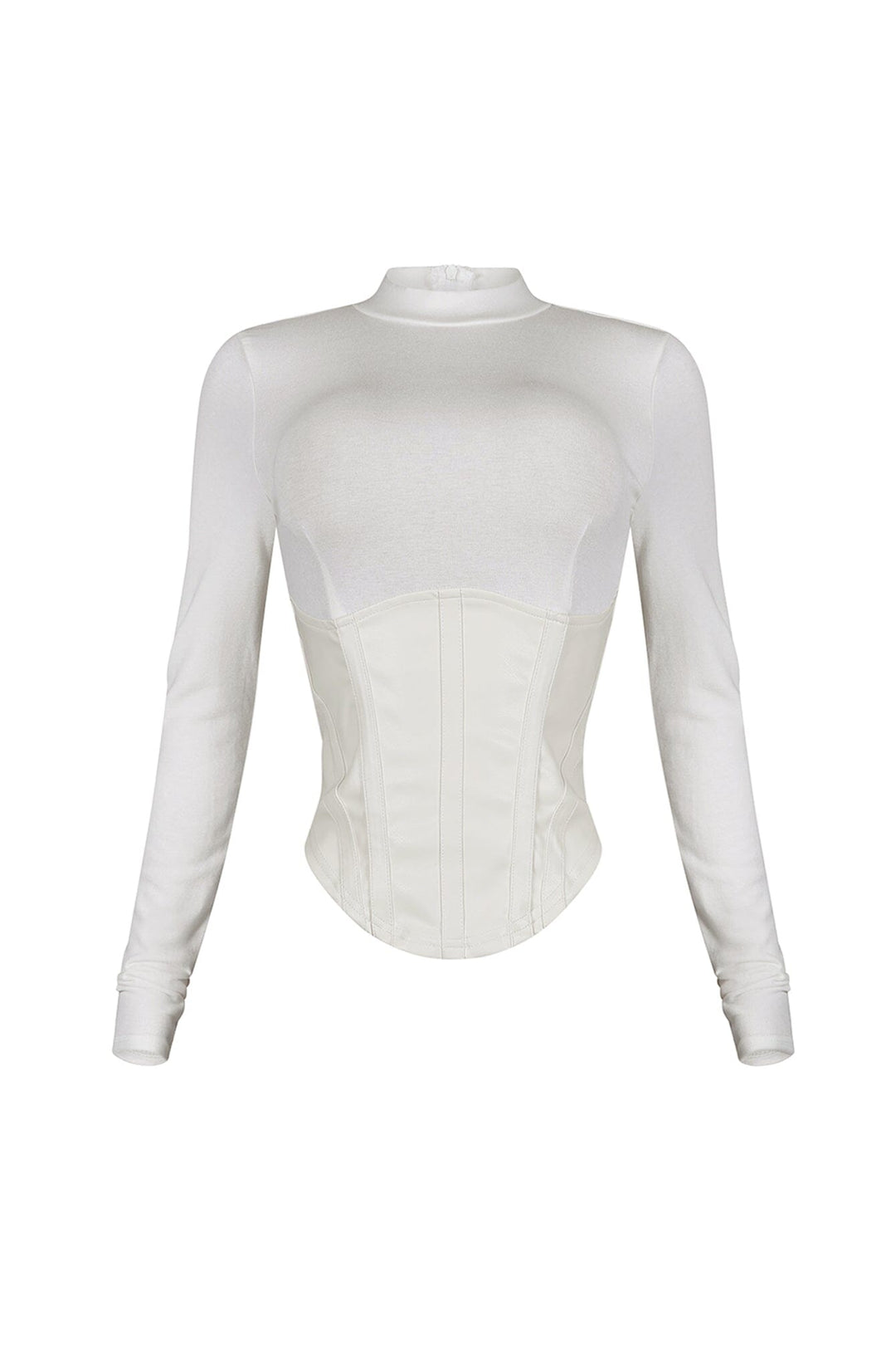 Iliana Faux Leather Corset Contrast Top