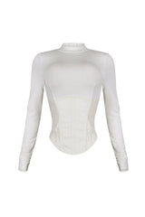 Iliana Faux Leather Corset Contrast Top