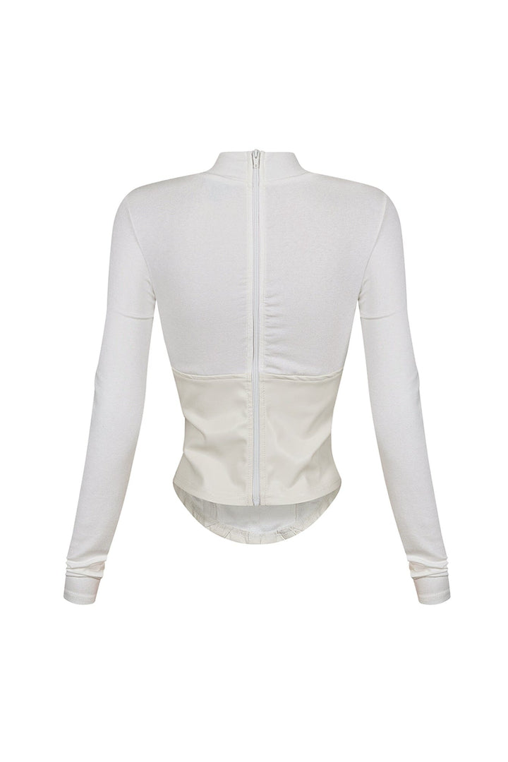 Iliana Faux Leather Corset Contrast Top