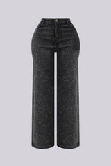 Opulent Rhinestone Straight Leg Denim Jeans