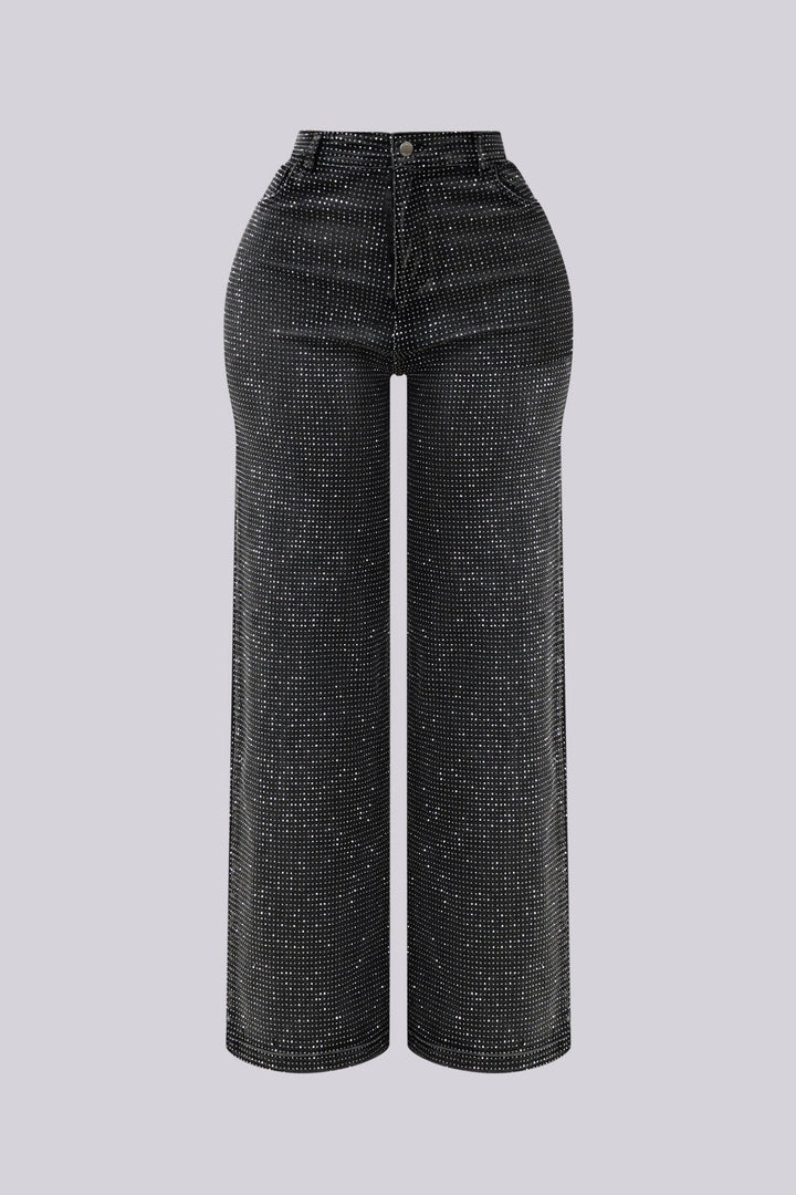 Opulent Rhinestone Straight Leg Denim Jeans