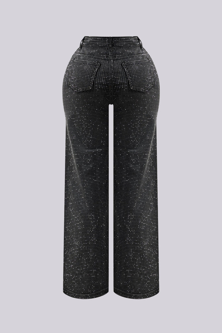 Opulent Rhinestone Straight Leg Denim Jeans