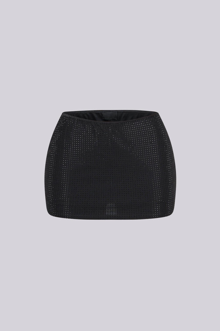 Glixie Rhinestone High Waist Mini Skirt