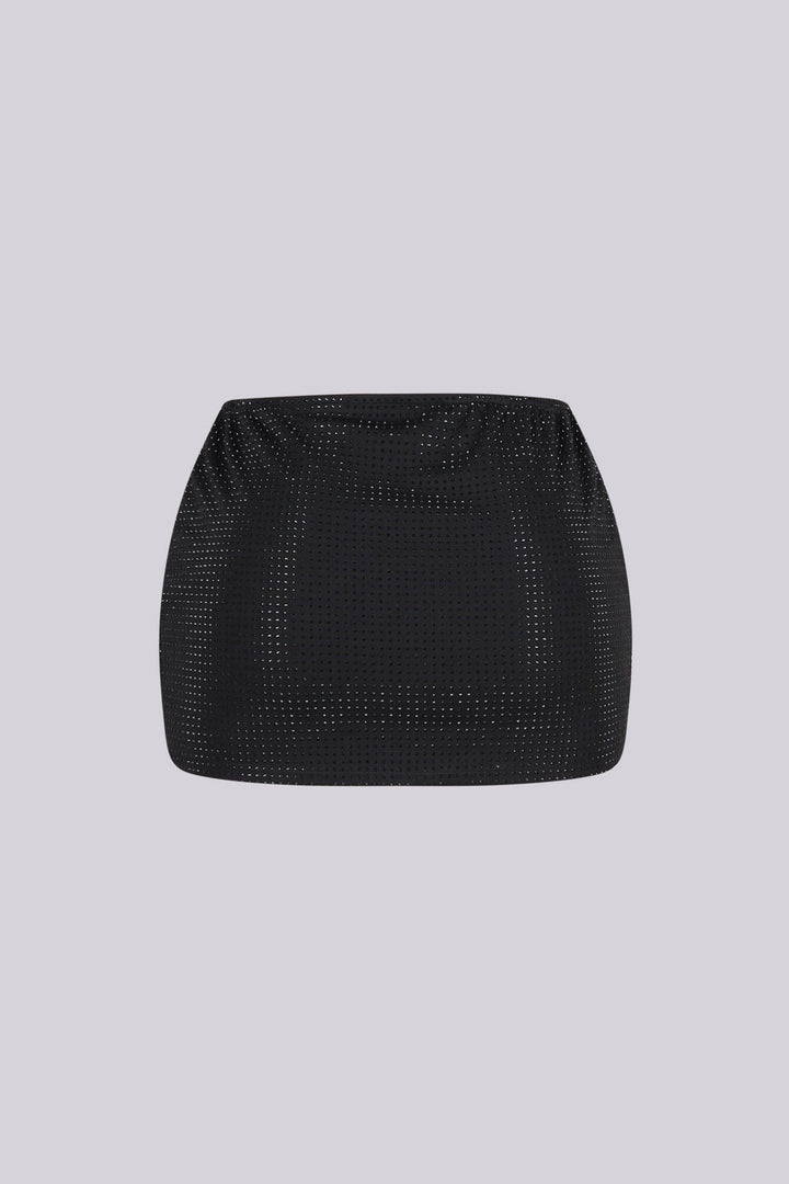 Glixie Rhinestone High Waist Mini Skirt