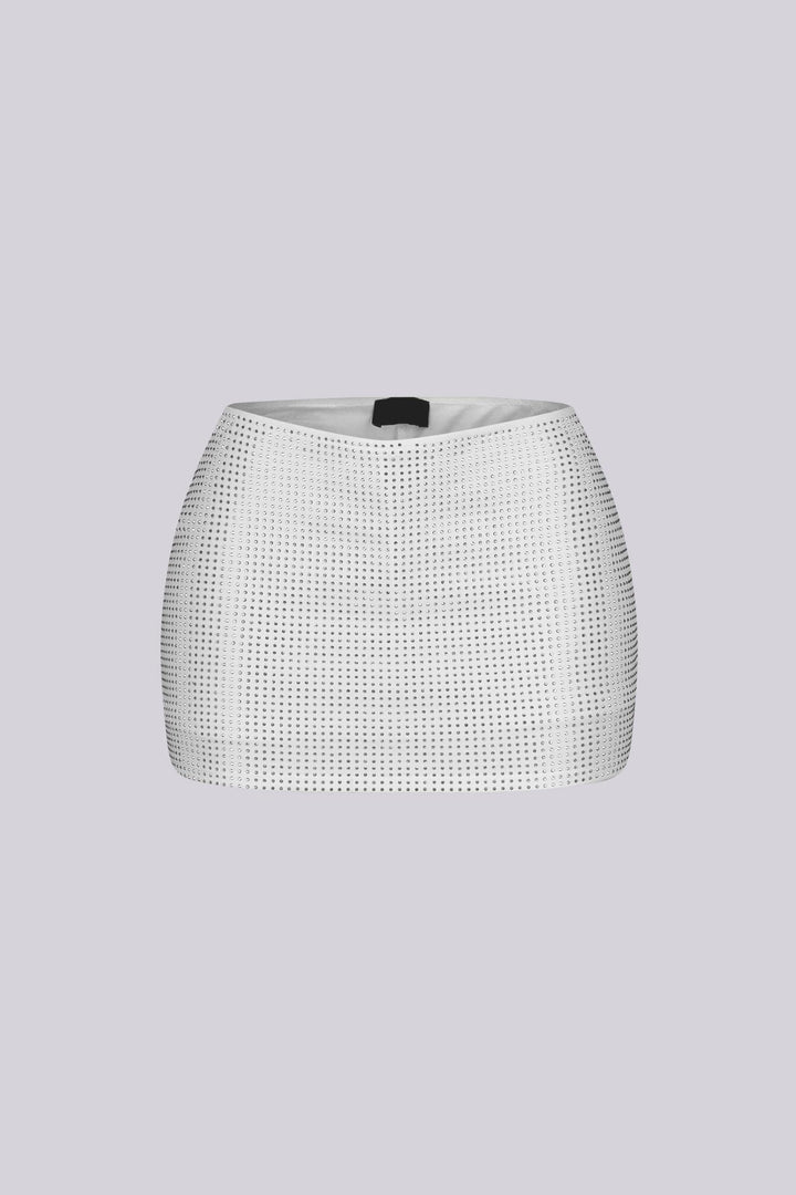 Glixie Rhinestone High Waist Mini Skirt