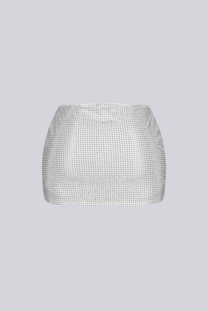 Glixie Rhinestone High Waist Mini Skirt