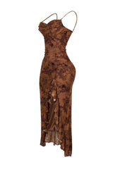 Brynn Velvet Burnout Ruffle Maxi Dress