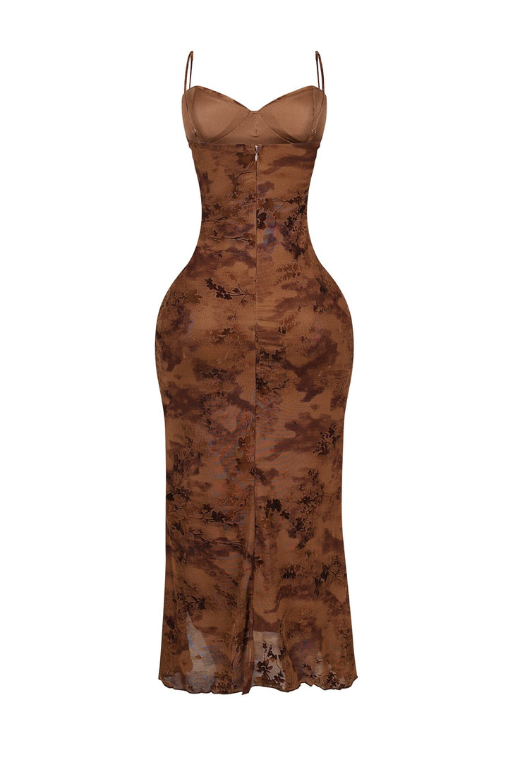Brynn Velvet Burnout Ruffle Maxi Dress