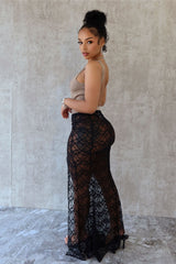 Lucky Find Lace Maxi Skirt With Slit