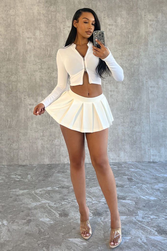 Sold Me Out Pleated Mini Skirt SKIRT EDGE Small White 