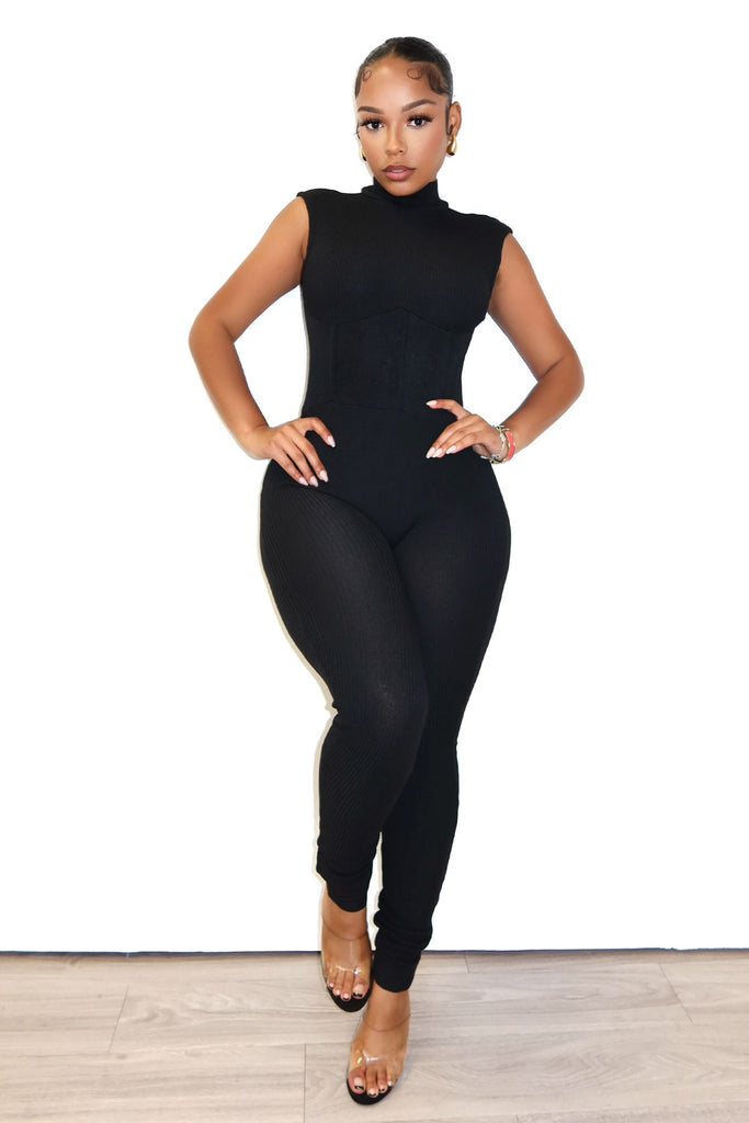 Fit Me Ribbed Knit Jumpsuit Rompers + Jumpsuits EDGE Small Black 