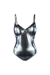 Infinite Shine Metallic Bodysuit Bodysuit EDGE Small Silver 