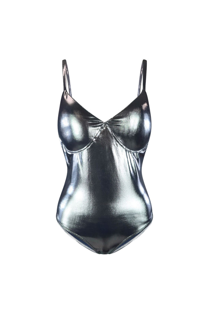 Infinite Shine Metallic Bodysuit Bodysuit EDGE Small Silver 