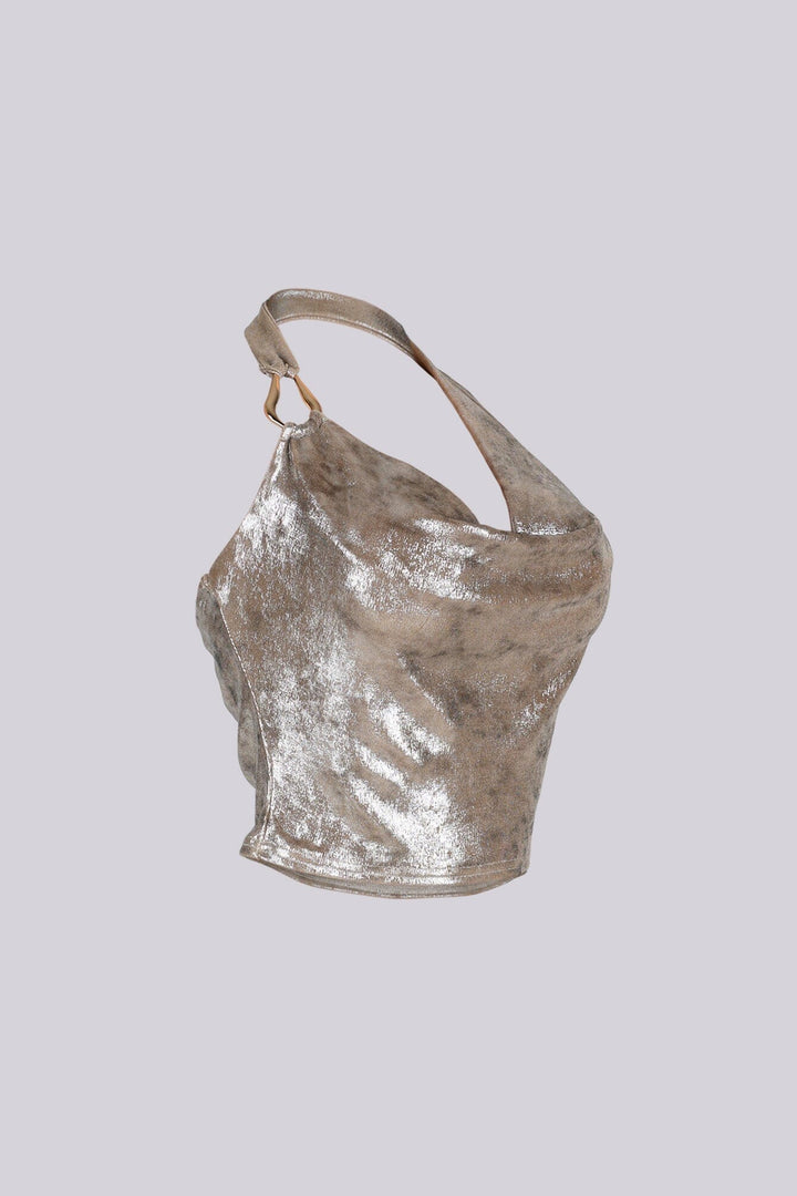 Almi Cowl Neck Metallic Top