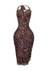 Karter Mesh Leopard Ruffle Maxi Dress