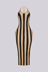 Molten Metallic Halter Midi Dress