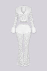 Frostbite Lace Fur Trim Top &amp; Pants SET