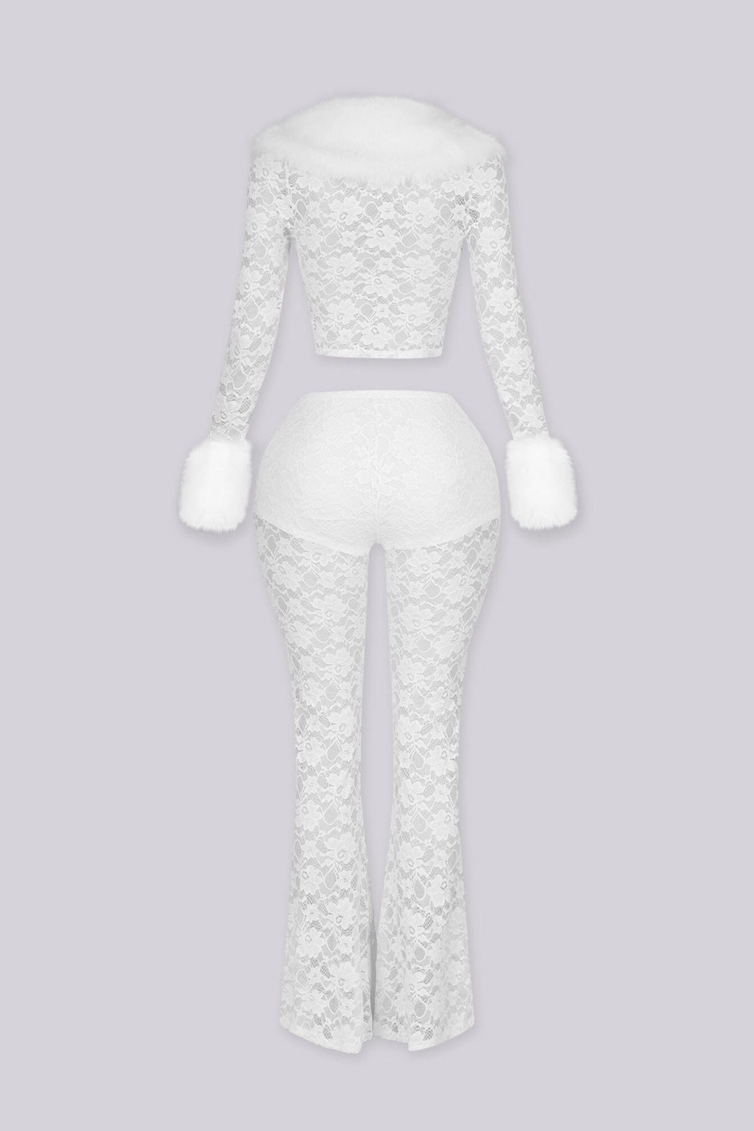 Frostbite Lace Fur Trim Top &amp; Pants SET