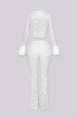 Frostbite Lace Fur Trim Top &amp; Pants SET