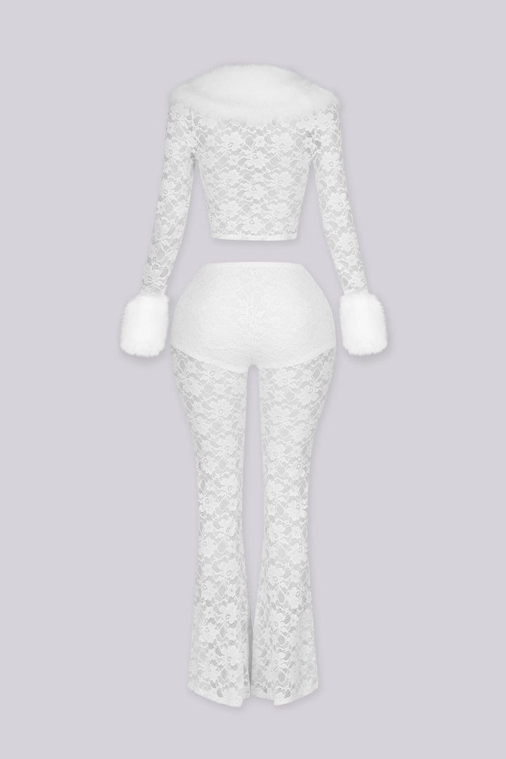 Frostbite Lace Fur Trim Top &amp; Pants SET