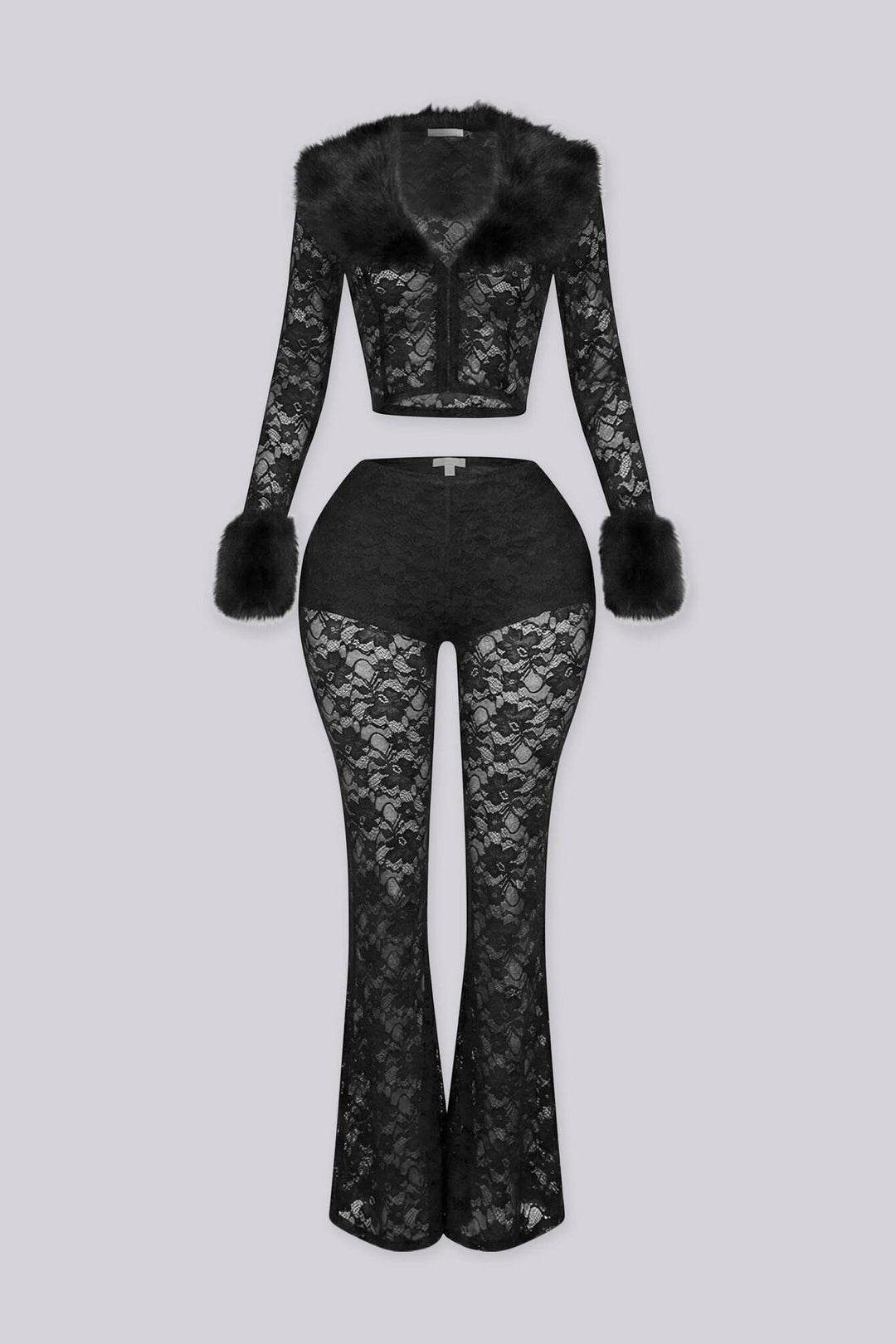 Frostbite Lace Fur Trim Top &amp; Pants SET