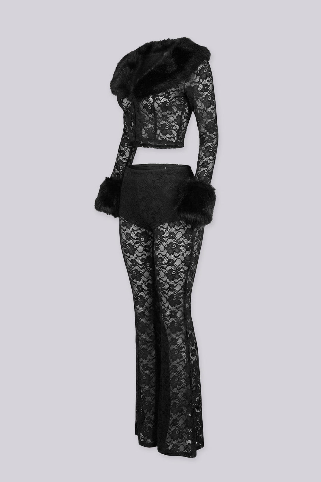 Frostbite Lace Fur Trim Top &amp; Pants SET