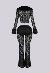 Frostbite Lace Fur Trim Top &amp; Pants SET
