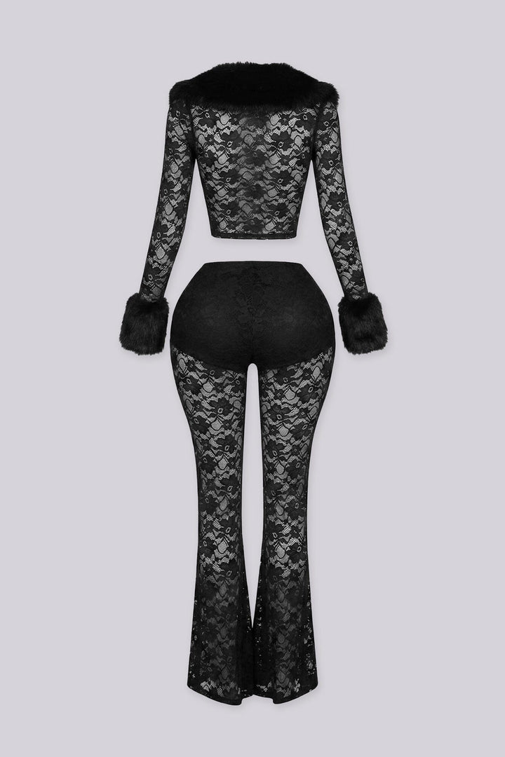 Frostbite Lace Fur Trim Top &amp; Pants SET