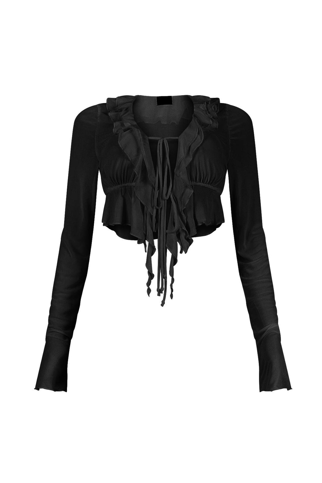 Johanna Mesh Ruffle Blouse Top