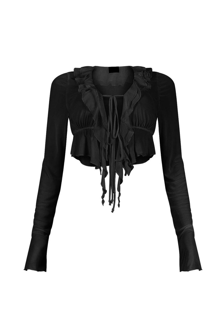 Johanna Mesh Ruffle Blouse Top
