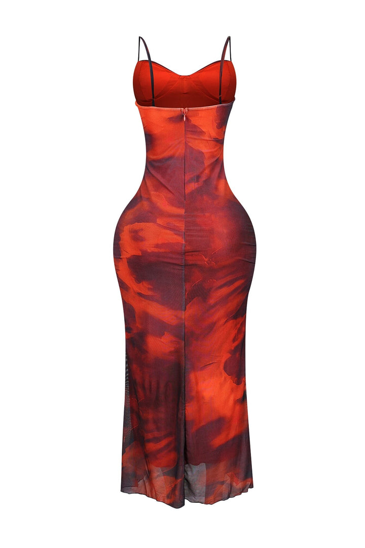 Pomela Mesh Bustier Tank Maxi Dress