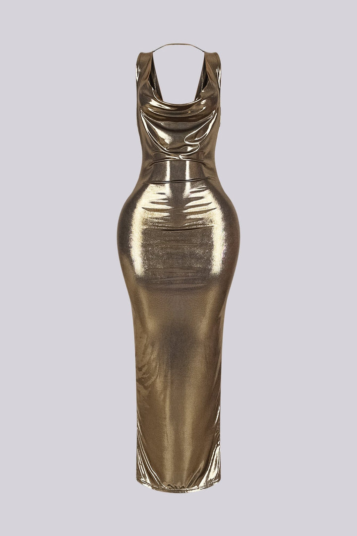Foil Fantasy Drape Maxi Dress