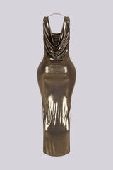 Foil Fantasy Drape Maxi Dress