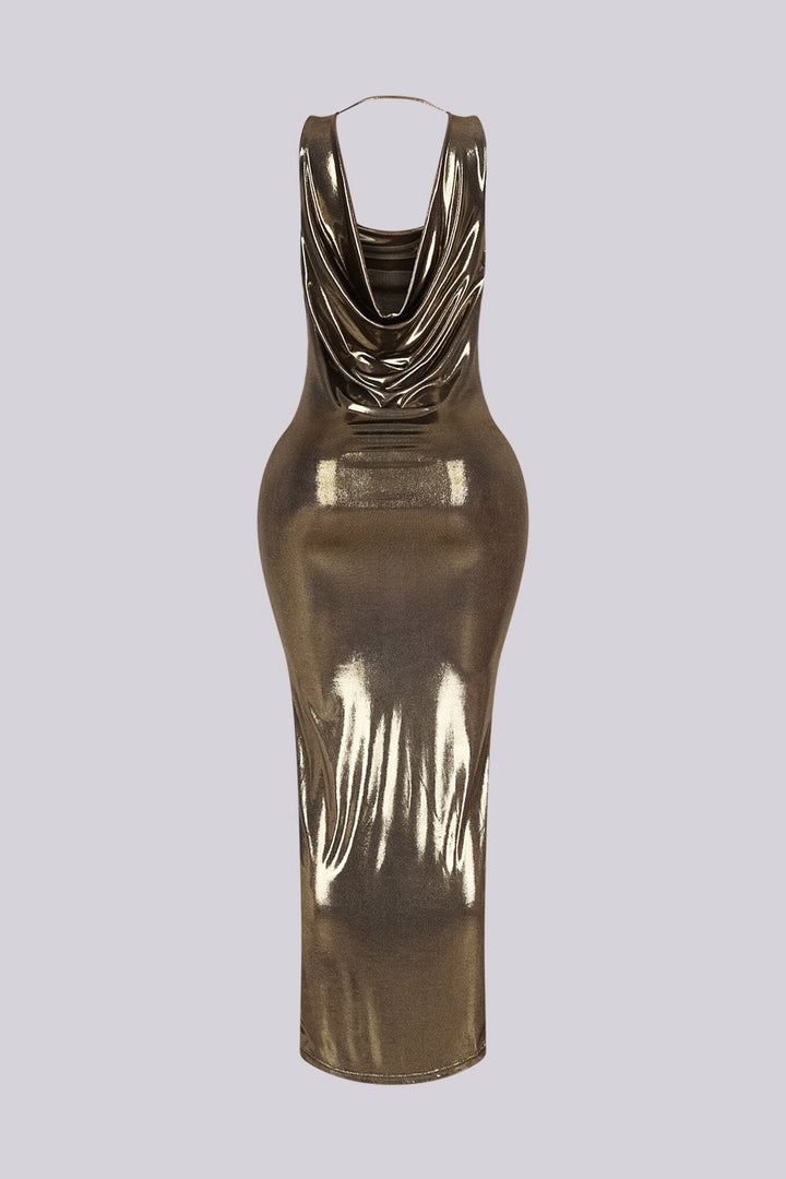 Foil Fantasy Drape Maxi Dress