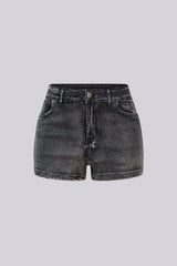 Opulent Rhinestone Denim Shorts