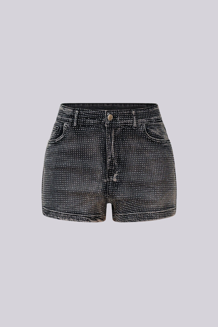 Opulent Rhinestone Denim Shorts