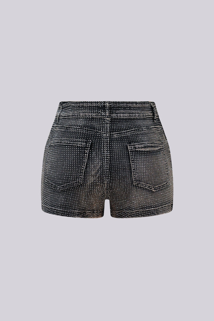 Opulent Rhinestone Denim Shorts