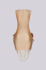 Flaire Mesh Mini Dress With Feather &amp; Rhinestone
